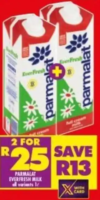 Shoprite Parmalat Everfresh Milk 2x1L offer