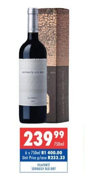 Ultra Liquors Vilafonté Seriously Old Dirt 750ml offer