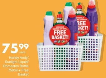 Save Handy Andy /Sunlight Liquid/ Domestos Bottle 750ml+Free Basket offer
