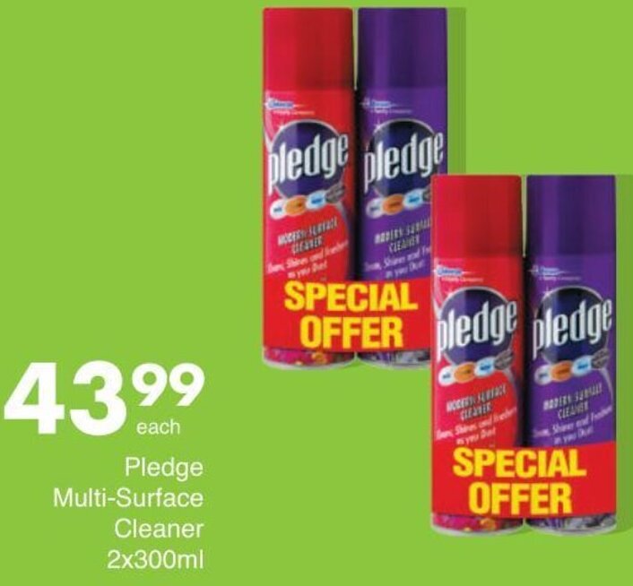 Pledge MultiSurface Cleaner 2 x 300ml offer at Save