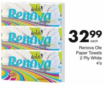 Save Renova Ole Paper Towels 2 Ply White 4's offer