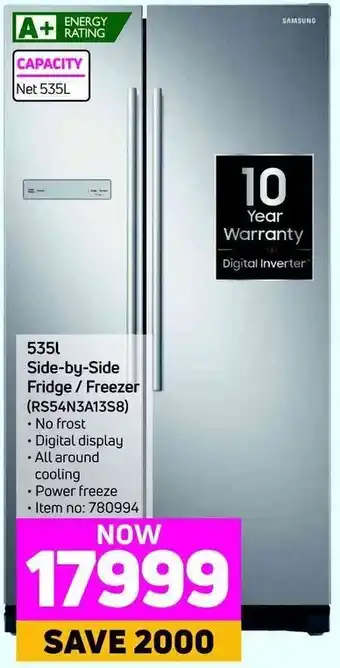 Game Side -by-Side Fridge/ Freezer 535L offer