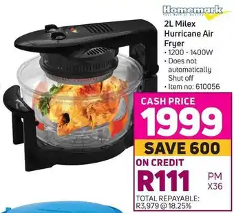 Game Homemark Mile Hurricane Air Fryer 2L offer