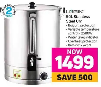 Game Logik Stainless Steel Urn 50L offer