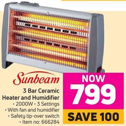 Sunbeam 3 Bar Ceramic Heater and Humidifier 2000W offer at Game