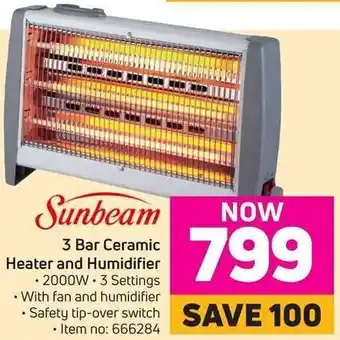Game Sunbeam 3 Bar Ceramic Heater and Humidifier 2000W offer