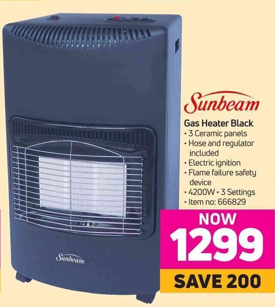 Sunbeam Gas Heater Black offer at Game