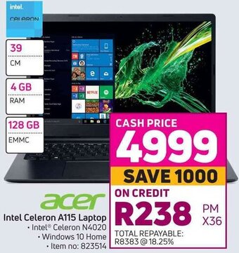 Game Acer Intel Celeron A115 Laptop offer