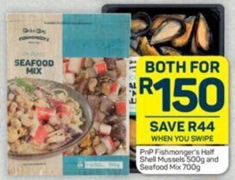 PnP Fishmonger's Half Shell Mussels 500g and Seafood Mix 700g