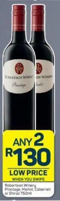 Pick n Pay Robertson Winery Pinotage, Merlot, Cabernet or Shiraz 750 ml offer