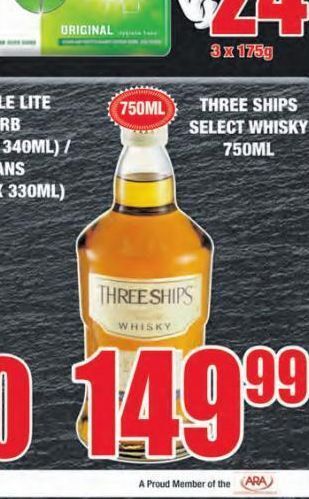 Boxer Three ships whiskey offer