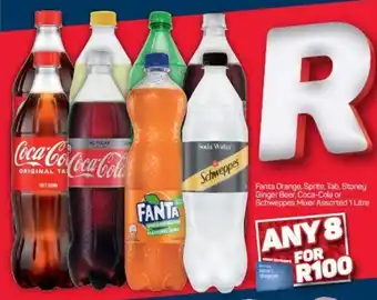 Pick n Pay Fanta Orange, Sprite, Tab, Stoney Ginger Beer, Coca-cola or Schweppes Mixer Assorted 1 Litre offer