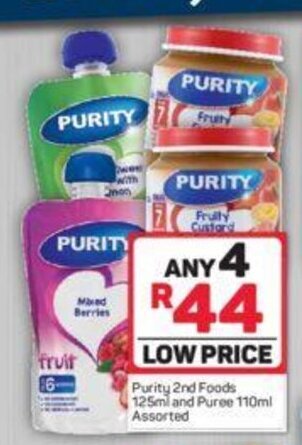 Pick n Pay Purity 2nd Foods 125ml and Puree 110ml Assorted offer