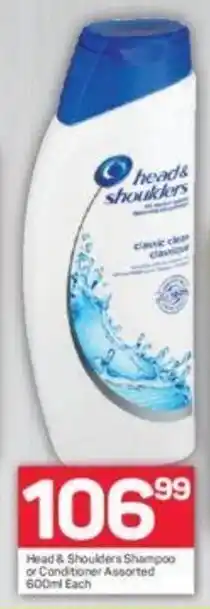 Pick n Pay Head & Shoulders Shampoo or Conditioner Assorted 600 ml each offer