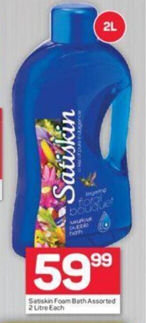 Pick n Pay Satiskin Foam Bath Assorted 2 Litre each offer