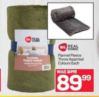 Pick n Pay Real Home Flannel Fleece Throw Assorted Colours each offer