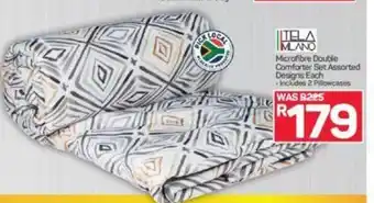 Pick n Pay Microfibre Double Comforter Set Assorted Designs each offer