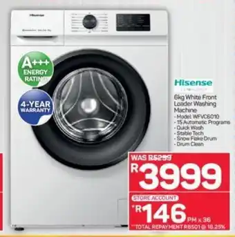 Pick n Pay Hisense - 6kg White Front Loader Washing Machine offer