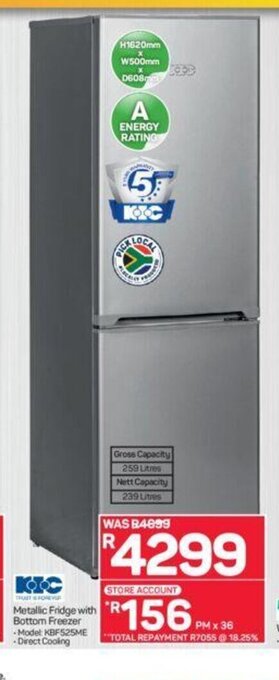 Pick n Pay KIC - Metallic Fridge with Bottom Freezer offer