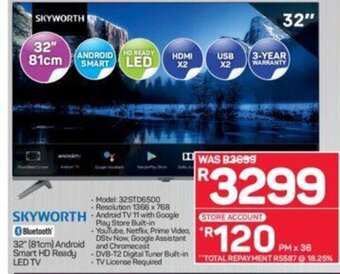 Pick n Pay Skyworth - 32" (81cm) Android Smart HD Ready LED TV offer