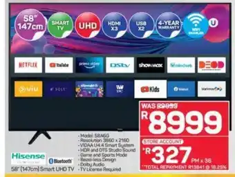 Pick n Pay Hisense - 58" (147cm) Smart UHD TV offer