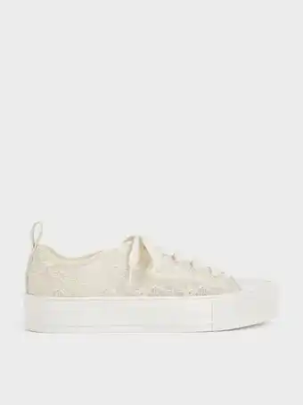 Lace low-top sneakers - cream
