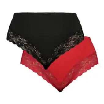 Donna Plus size donna 2 pack high- waist brief with lace - black & red offer
