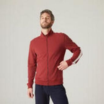 Decathlon Men's straight-cut zip sweatshirt with pocket 500 - burgundy & icy white offer