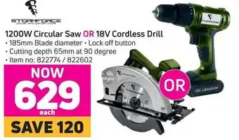 Circular Saw 1200W Or Cordless Drill 18V