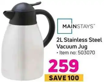 Game Mainstays Stainless Steel Vacuum Jug 2L offer