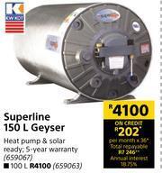 Kwikot Superline 150L Geyser offer at Builders Warehouse