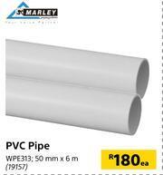 Builders Warehouse Marley PVC Pipe WPE313-50mm x 6m Each offer
