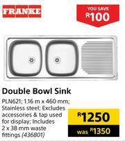 Builders Warehouse Franke Double Bowl Sink PLN621 offer